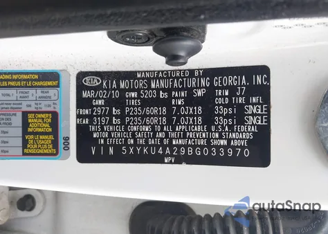 2011 Kia Sorento Ex V6 from USA, damaged, VIN 5XYKU4A29BG033970